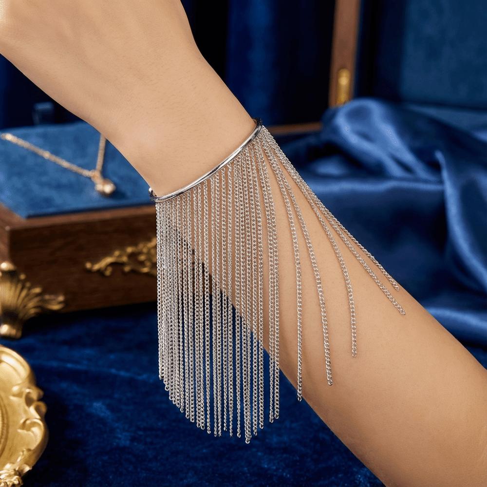 Adjustable Fringe Arm Cuff Bangle Zinc Zinc Alloy Open Upper Arm Chain Bracelet Tassels Armband  Girls
