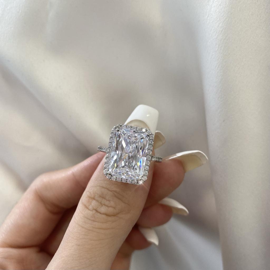 Tancise Women Classic 925 Sterling Silver Zircon Ring Ladies Jewelry Wedding Promise Party Gift