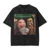 Wait I'm Goated Cat Silly Funny Cat Meme Washed T Shirt Street Cotton T Shirts Summer O-Neck Hippie Tee Shirt Oversize Tops