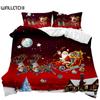 Christmas Duvet Cover Set Cartoon Merry Chirstmas Bedding Set Happy Santa Claus Polyester Quilt Set Pillowcase Double Queen King