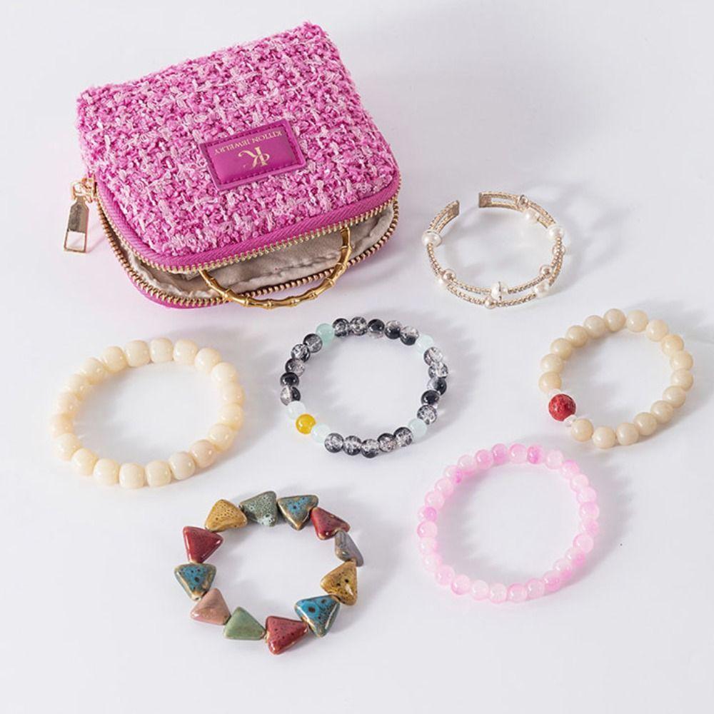 Multi-layer Jewelry Storage Bag Bracelet Necklace Velvet Jewelry Holder Jewelry Packing Bag Travel