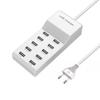 10-портовая USB-зарядная станция50 Вт/10 АМногопортовый USB-концентратор C Зарядное устройство для сотового телефона, планшета, нескольких устройств, удлинитель