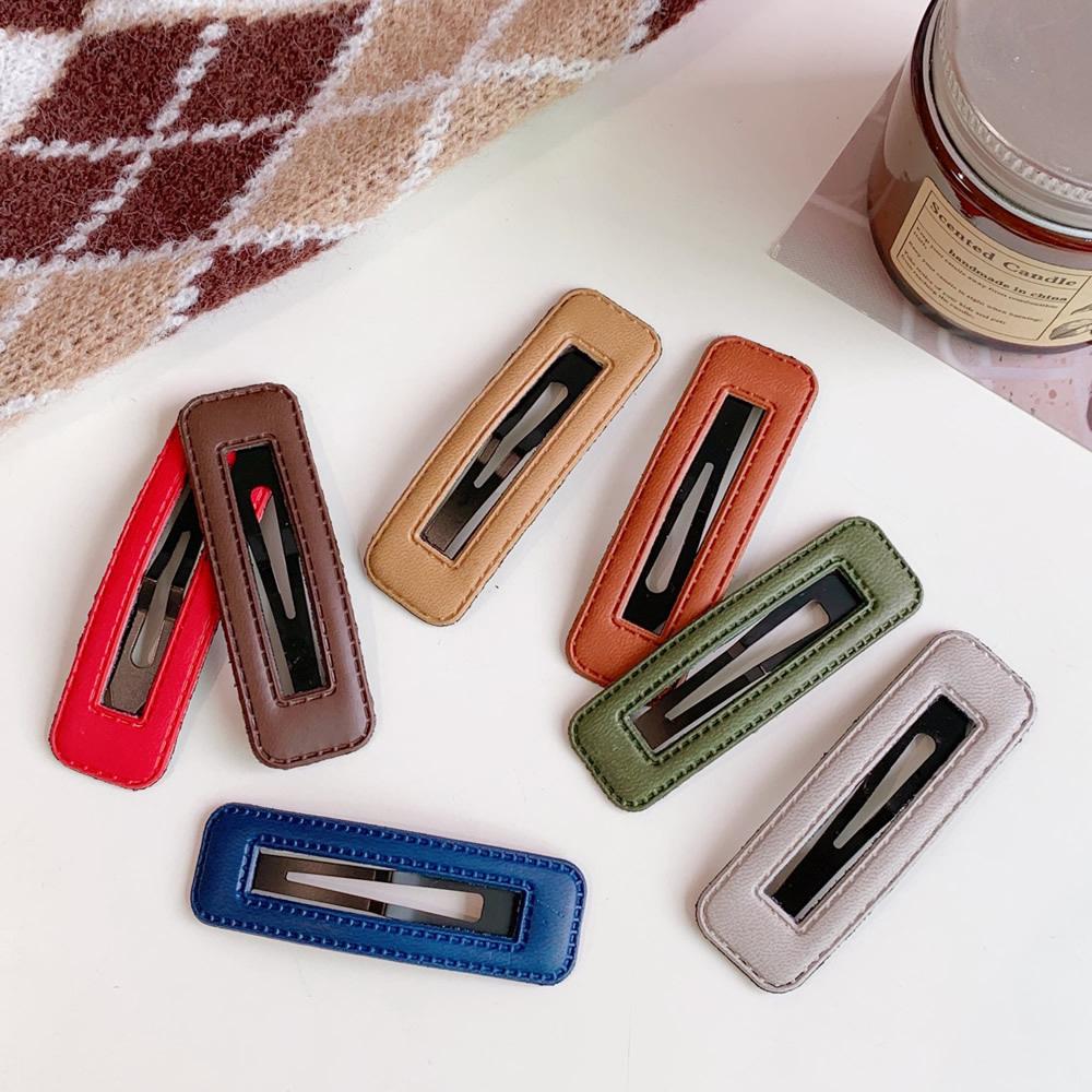 Осенне-зимняя челка Morandi Color PU Leather Bangs Clip