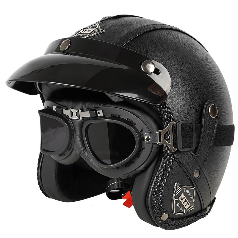 3C Certified Retro Harley Prince Cruising Motorcycle Helmet Leather Helmet For Men And Women All Season Motorcycle Electric Vehicle 3/4/5