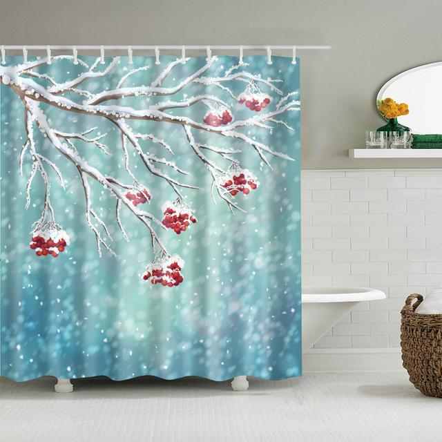 Chinese Style Flower Branch Landscape Shower Curtain 3D Printing Sunflower Bathroom Accessories Sets Waterproof Polyester Screen