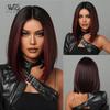 Women's Simulated Wig 38cm Hair Brownish Red Wig Long Straight Wig Full Head Cover Rose Hair Net Headwear Beauty Decoration Wig