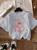 Cartoon Cat Tshirt With Spanish Text Illustration Pattern Summer New Womens Tshirt Casual Fashion Elegant Womens Clothing