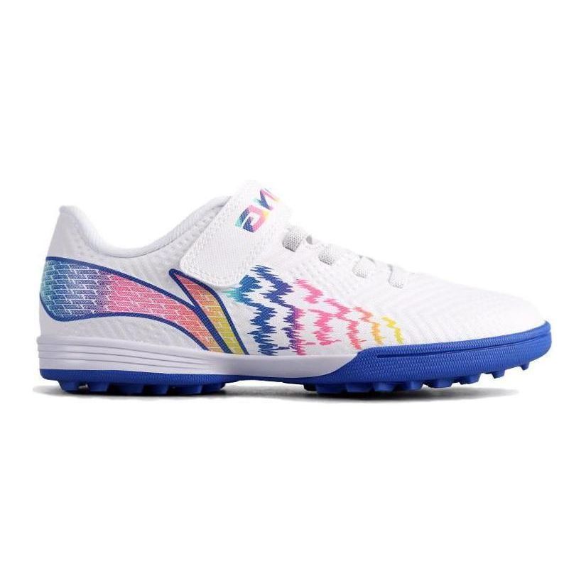 Li Ning Kids Artificial Turf Casual Shock Absorbing Durable Low Top Football Shoes Kids Football Shoes White Blue YKGU008-3