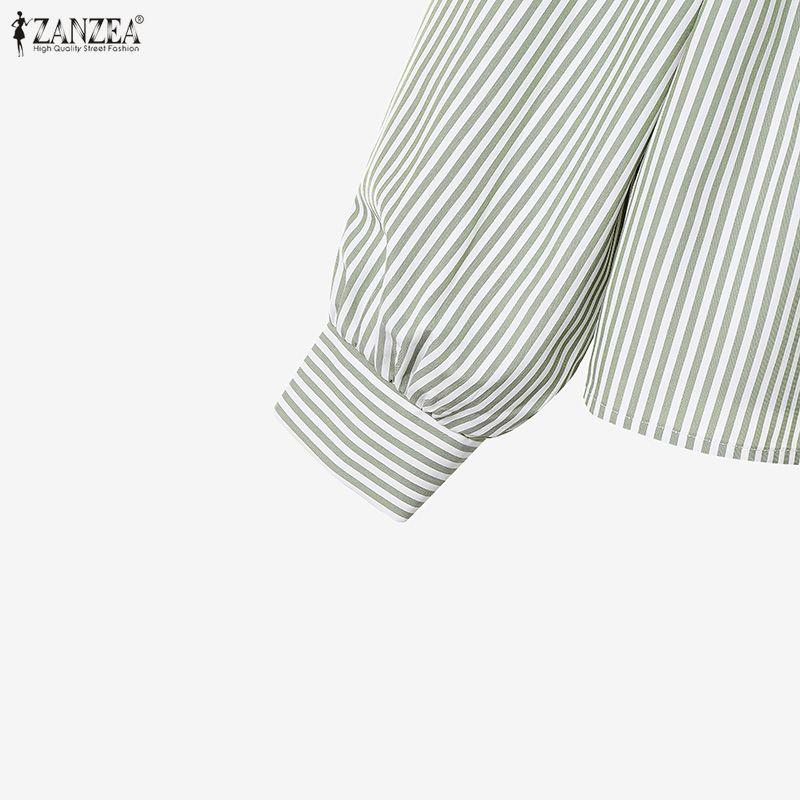 ZANZEA Женский костюм-двойка: блузка с длинным рукавом в полоску и длинная юбка, повседневный