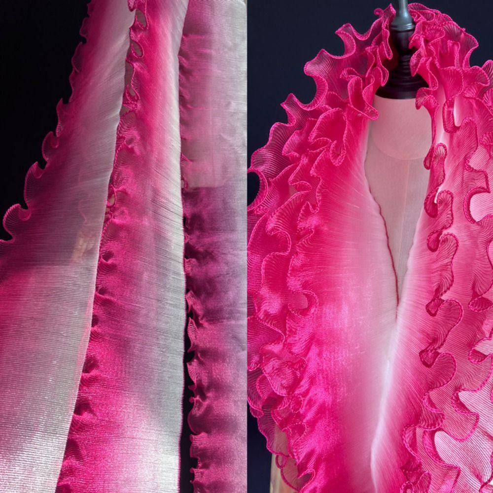 2 Yard Flounce Wave Lace Fabric Fashion 12cm Wide Pleat Mesh Organza DIY Styling Sewing Gradient Color