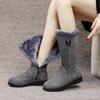 Winter Snow Boots 2025 Thickened Women's Shoes Mid-calf Slope Heel Non-slip Warm Cotton Women Boots Side Zipper Platform Shoes
