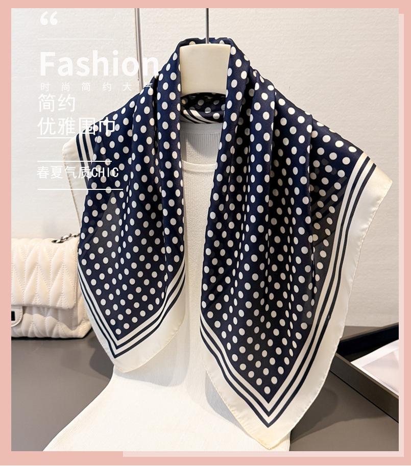 Classic polka dot simulation silk printing square scarf shawl scarf high-end neck small square scarf headscarf silk scarf women