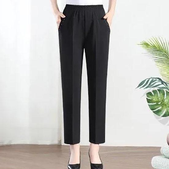 WTEMPO XL-5XL, женские весенне-летние брюки большого размера из ледяного шелка, женские однотонные повседневные брюки с эластичной резинкой на талии