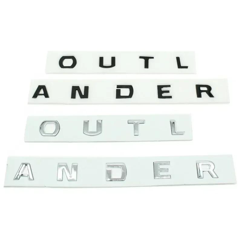 For Mitsubishi 13-19 Outlander Letters Bonnet Badge Front Hood Emblem 3D ABS Stickers Chrome Black Car Styling Accessories