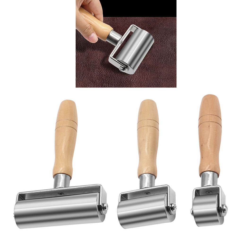 26mm 60mm 100mm Leather Press Edge Roller Wooden Handle Leather Rolling Craft Roller Seam Roller Leather Edge Creaser