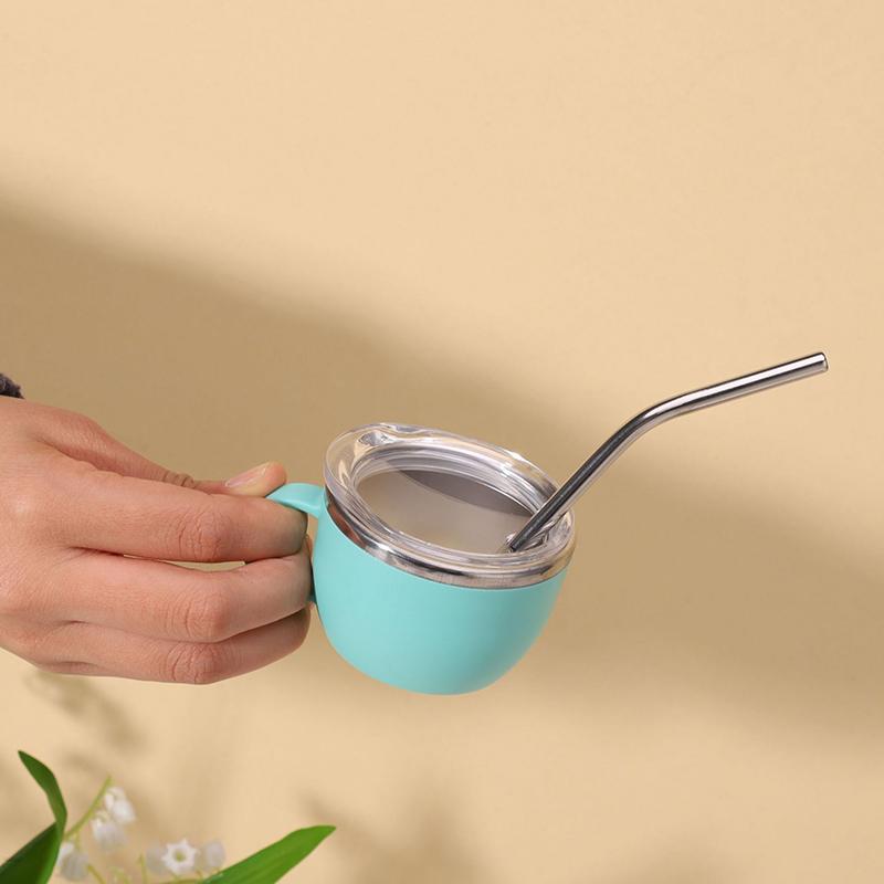 Ударопрочная термокружка из нержавеющей стали объемом 3 унции с ручкой, мини-чашка с крышкой и трубочкой, идеально подходит для кемпинга и столовой