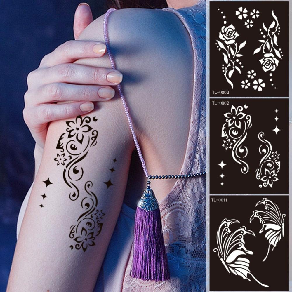 Mehndi Stickers Henna Tattoo Template Fake Tattoo Decals Body Art Sticker Men/Women