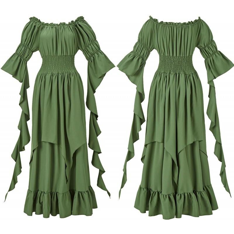 Потрясающее платье в стиле ренессанс-готика, женский сценический костюм, в черном, белом, бордовом и зеленом цветах