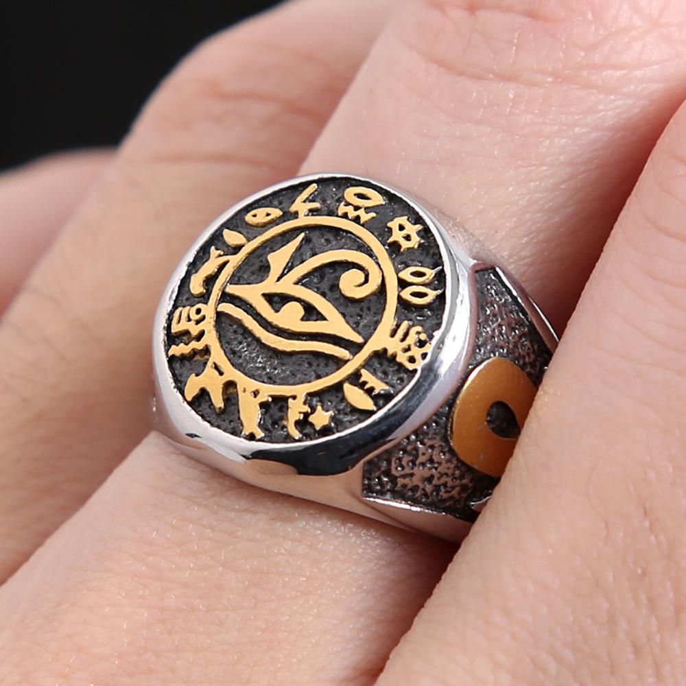 Модное винтажное египетское кольцо с глазом Гора для мужчин и женщин, панк-кольца из нержавеющей стали с крестом, амулетом, ювелирные изделия, подарки, дропшиппинг