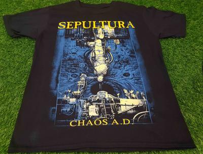 Винтажная футболка SEPULTURA CHAOS AD Мужская Все размеры Подарок для фанатов Футболка Унисекс Футболка