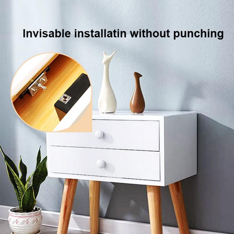 TT App Unlock 13.56MHz Smart RFID Pedestal Drawer Lock Plastic Wristband RFID Hidden Invisible Desk Drawer Lock for Office Use