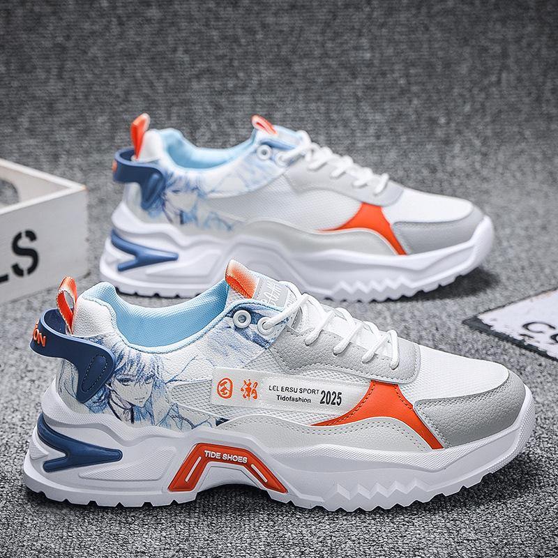 Мужская обувь Летняя дышащая тонкая спортивная обувь для бега Студенческая сетчатая поверхность Повседневная обувь с Daddy Tide Shoes