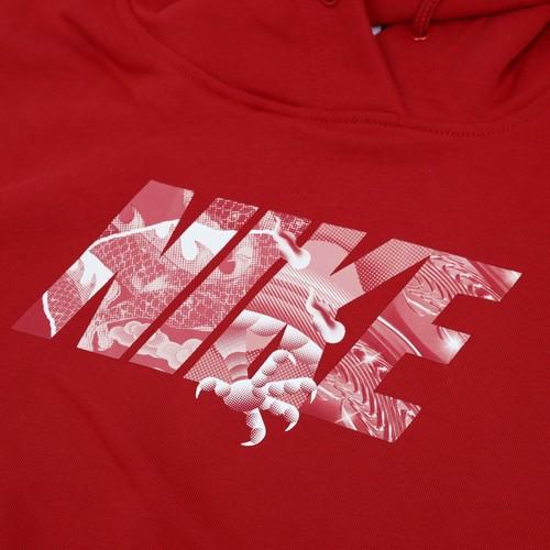 Nike Худи с принтом букв, пуловер, свободный крой, женское, красное