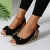 Wedge Heel Sandals Women's Large Size Wind New Butterfly Flower Fish Mouth Sandals
