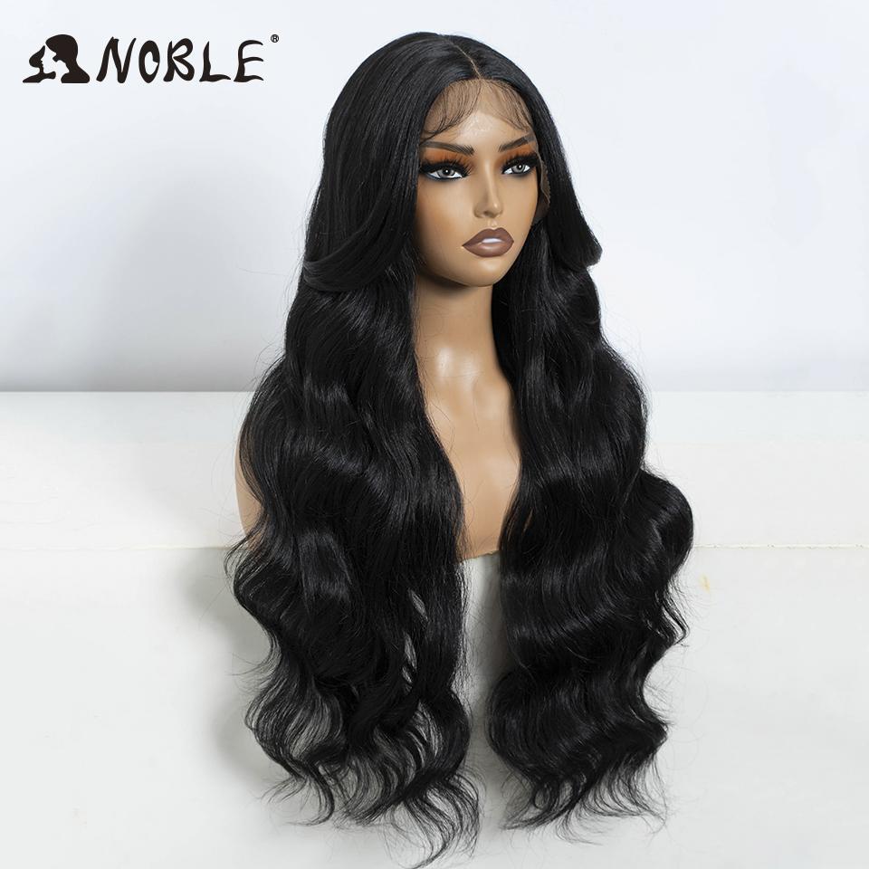Элегантная синтетическая кружевная парика Body Wave с кружевной передней частью для женщин 30" Омбре Блонд Кружевной фронтальный парик Термостойкое волокно Косплей парик