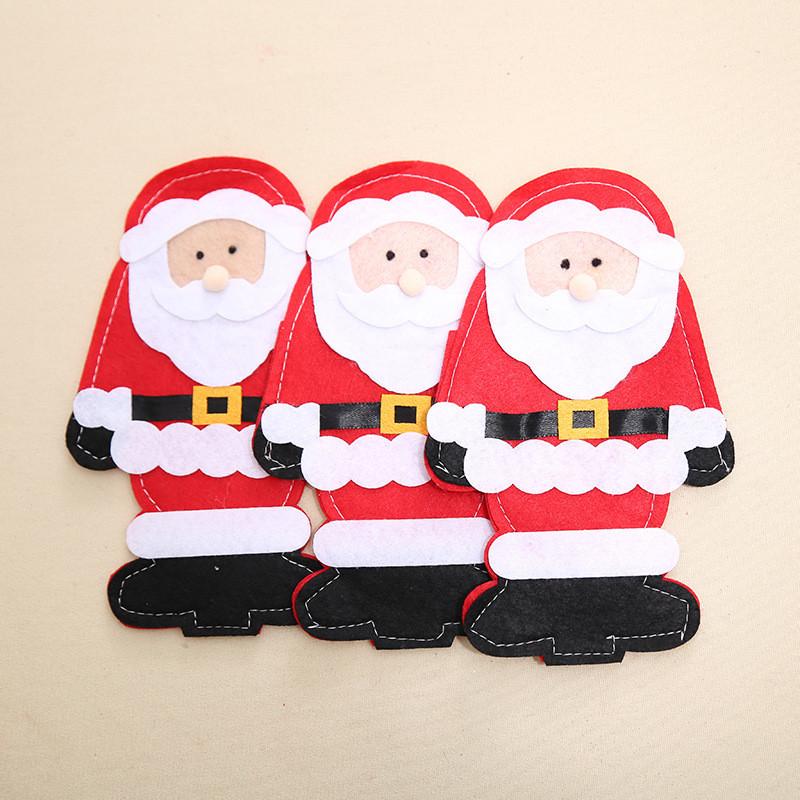 Очаровательные рождественские мешочки для столовых приборов с Санта-Клаусом для праздничного ужина