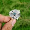 Natural Swiss Topaz Gemstone Promise Flower Blue Adjustable Ring 925 Silver