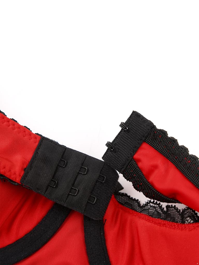 Women Plus Size Lace Trim Underwire 1/4 Cup Open Front Bra Top Push Up Shelf Balconette Brassiere Corset Underwear