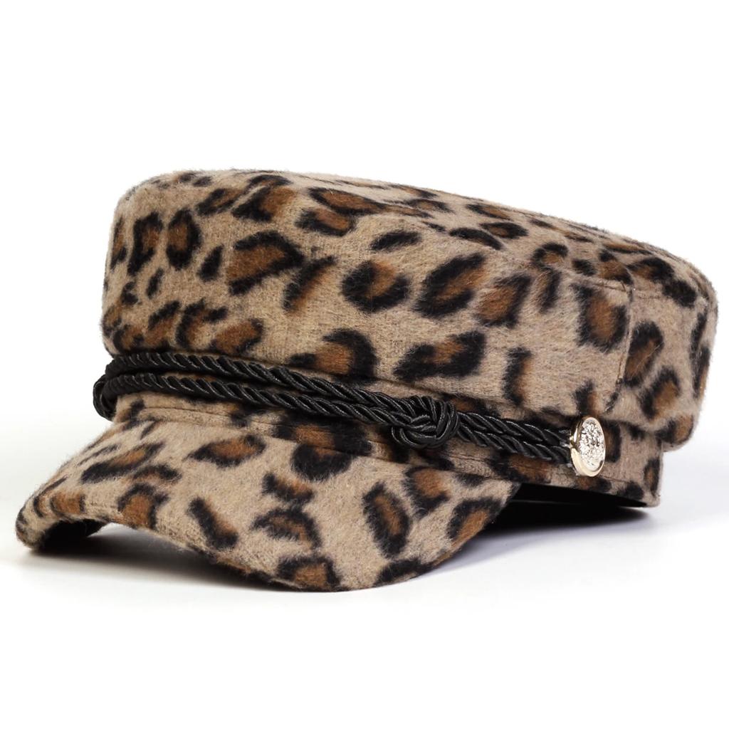 Sailor Winter Autumn Cap Navy Print Leopard Plush Neutral Gender Women Men For Hats Beret Hat Men Flat Top Captain Military Caps