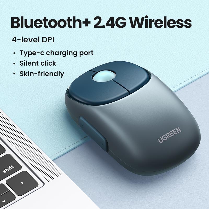 UGREEN Slim Wireless Mouse Rechargeable Bluetooth 5.0 3.0 2.4G 4000 DPI Charging Bluetooth Mouse For MacBook iPad Tablet Laptop