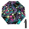 1 шт. Автоматический зонт, разработанный для ветроустойчивости и защиты от солнца, с удобной для путешествий конструкцией в стиле граффити