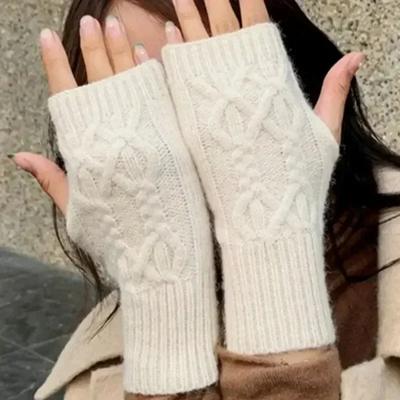 Женские зимние перчатки с половиной пальца, мягкие теплые шерстяные вязаные перчатки на руку, мягкие теплые перчатки с половиной пальца, Handschoenen, варежки унисекс, Guantes