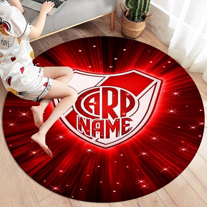 Dragon Crest Custom Name Round Area Rug Carpet Rug For Living Room Bedroom Sofa Playroom Decor Nonslip Floor Mat