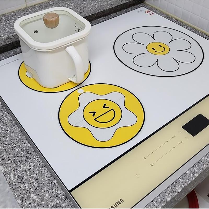 Induction Protection Mat 3-piece Set Induction Silicone Pad Rug Cover,Easy Clean Kitchen Mat,Ideal Gift for Home Cooks
