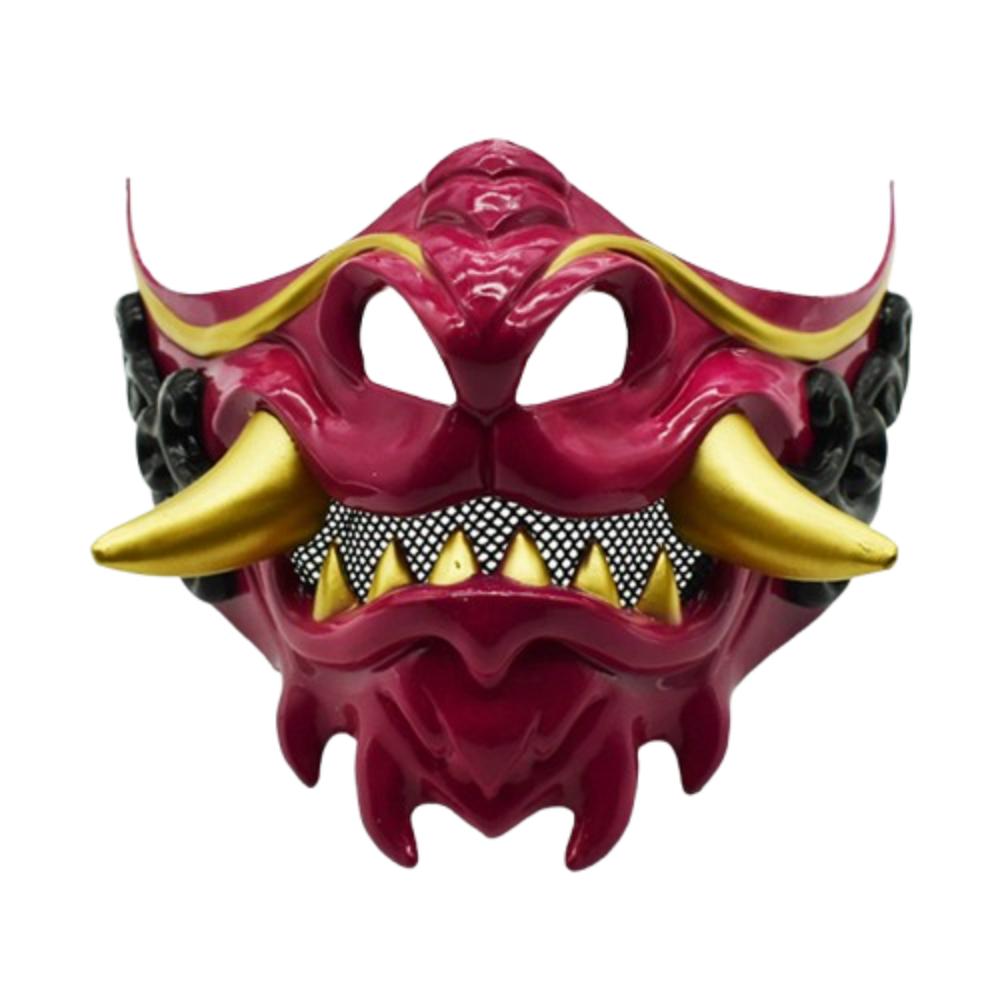 Cosplay Samurai Cosplay Mask Dress Up Half Face Mask Toy Performance Cosplay Red Prajna Mask  Party