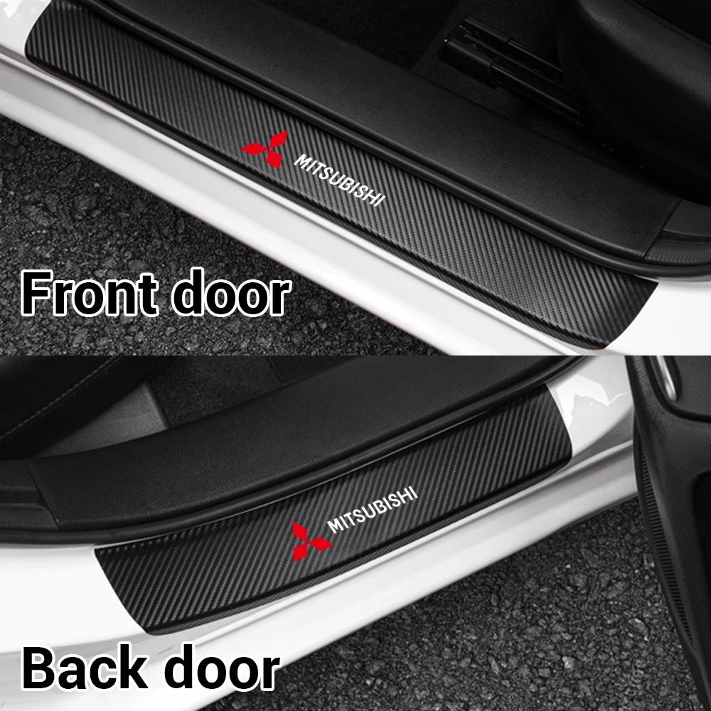 Carbon Fiber Car Door Sill Protector Stickers for Mitsubishi Outlander Lancer Pajero ASX Exterior Plate Guard