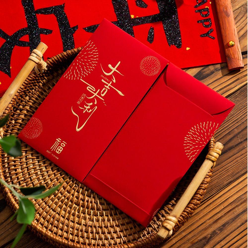 6PCS Vintage Luck Money Envelopes Red Pocket Money Pocket New Year Red Envelope Chinese New Year
