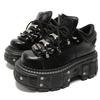 Fashion Punk Muffin Shoes Women Metal Decoration Gothic Thick Bottom Platform Lace-up Female Sneakers Solid Color Black Leisure Shoes