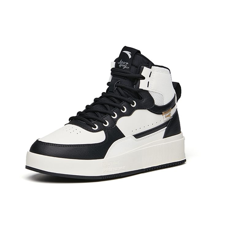 Anta Durable High-Top Skate Shoes Women Sneakers White Black 922138011-6