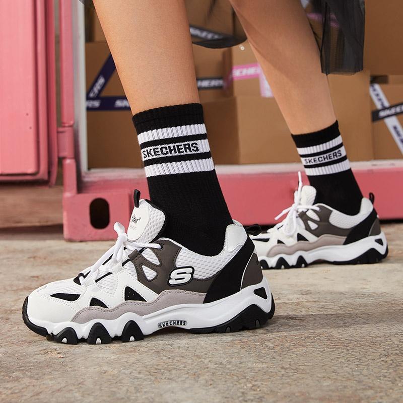 (WMNS) Skechers D'lites 2.0 'Black White Grey' Women's 99999693-WBGY