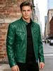 Men's slim-fit PU leather jacket stand-up collar locomotive jacket autumn and winter trend short jacket fashion casual leather jacket