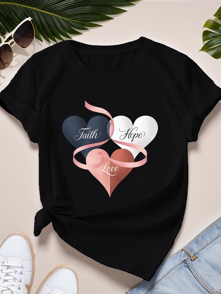Faith Hope Love Hearts Graphic T-shirt