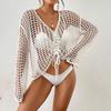 Sexy Hollow Perspective Shirt Knitted Vacation Beach Beach Seaside Long-sleeved Dress