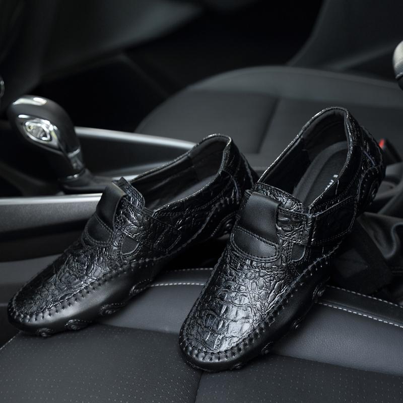 New Crocodile Leather Men Loafers Breathable Large Size Driving Shoes Casual 38-47