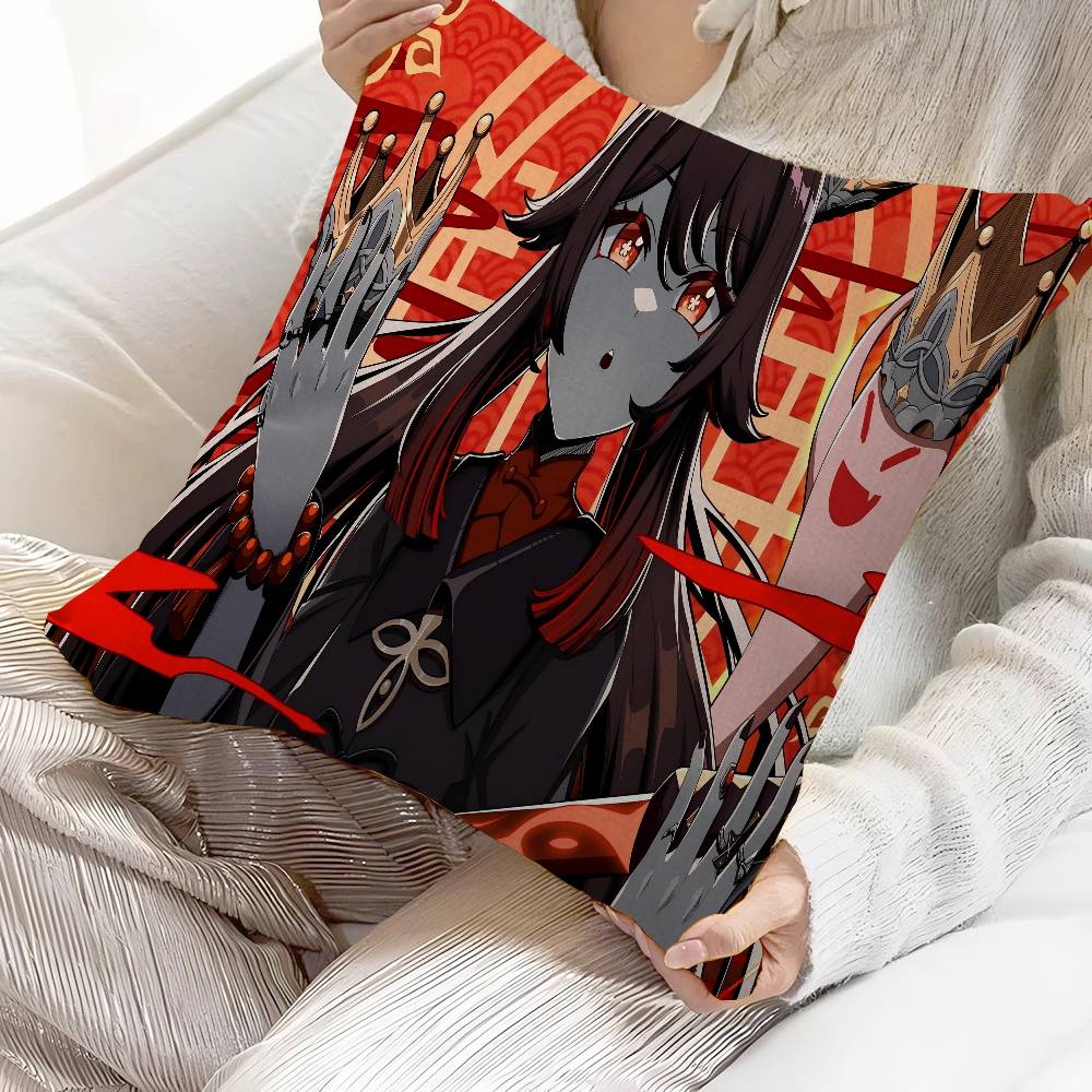 Anime Cute Hu Tao Pillow Anime Pillow Sofa Bed Head Pillow Cover Cushion Cover 45X45 Cm Fashion