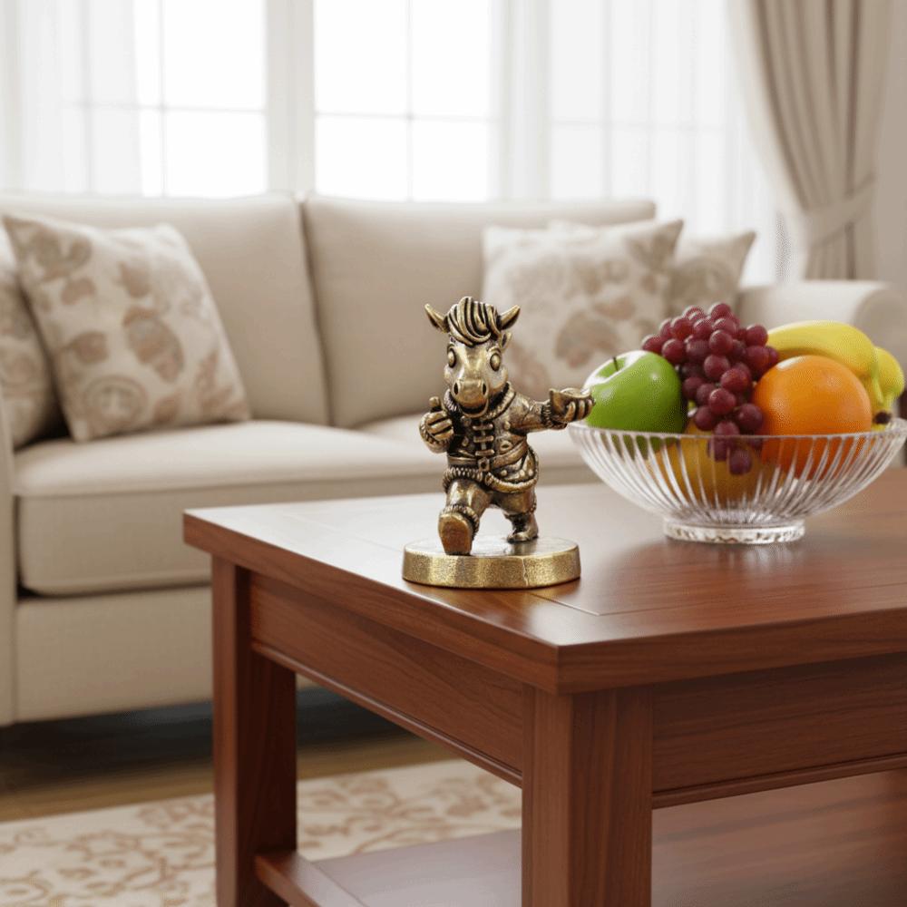 Cartoon Horse Statue Traditional Pony Ornament Funny Brass Horse Figurines  New Year Decoration